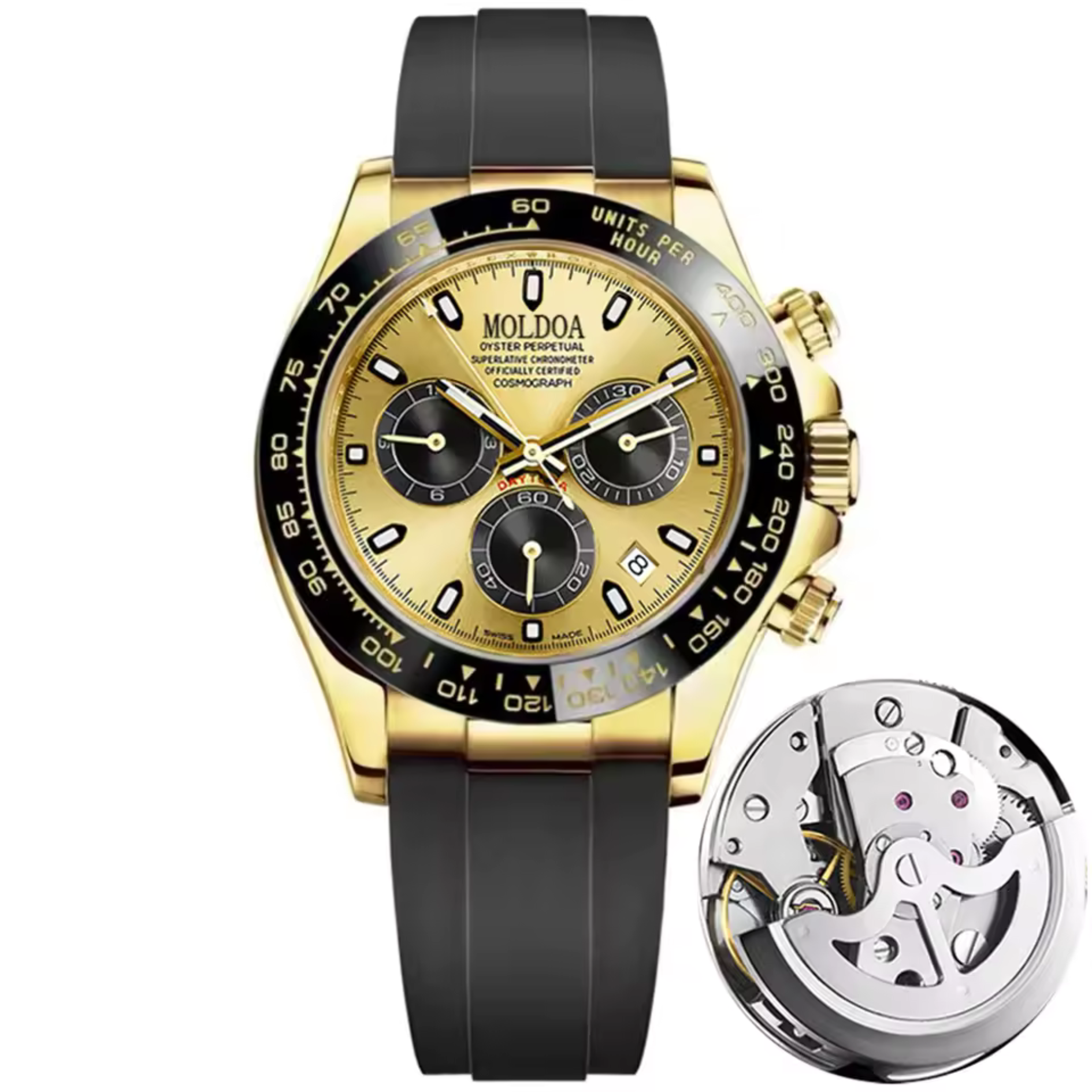 Moldoa  Sporty Look Black Strap Men's Quartz Watch